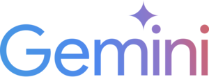 Gemini logo. The word "Gemini" is written in a gradient of blue to purple, with a four-pointed star and two dots above the "i."