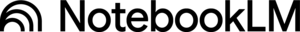 NotebookLM logo. Three black, curved lines form an archway next to the words "NotebookLM" in bold, black letters.