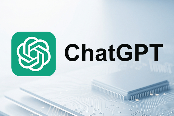 ChatGPT logo and a computer microchip.