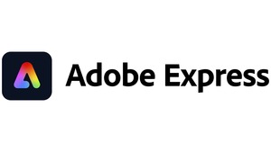 Adobe Express logo, a stylized rainbow gradient letter A with black Adobe Express text to the right.