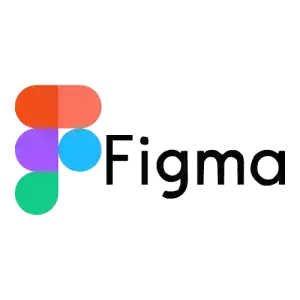 Figma logo featuring a colorful letter 'F' icon in orange, purple, blue, and green, followed by the word "Figma" in outline font.
